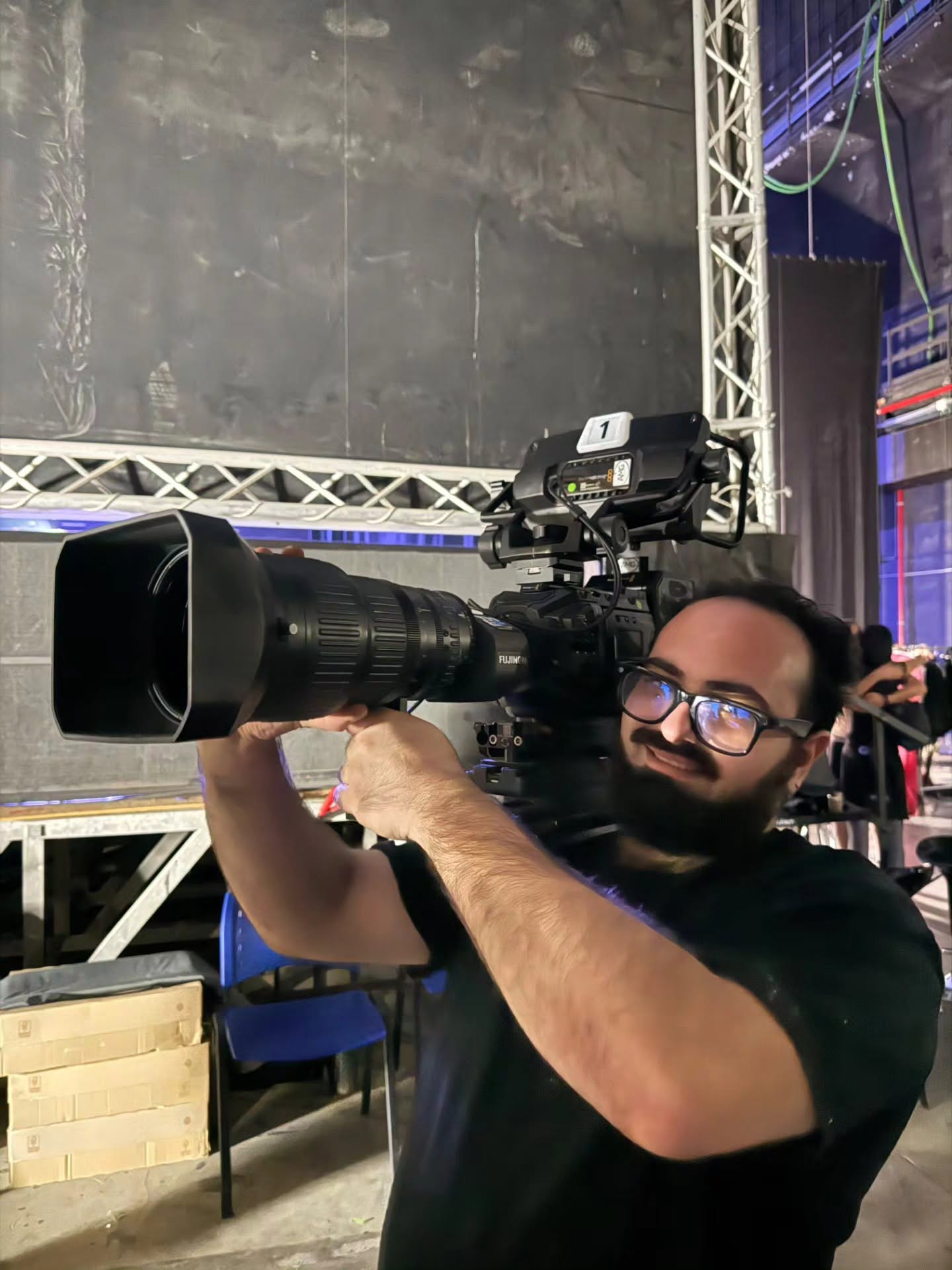 Vittorio Russo on set with a camera. Photograph supplied by him; the file does not name the project.